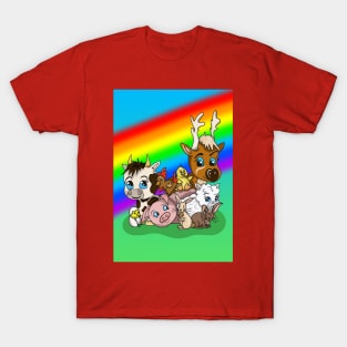 Farm Animals with a Rainbow of Hope T-Shirt